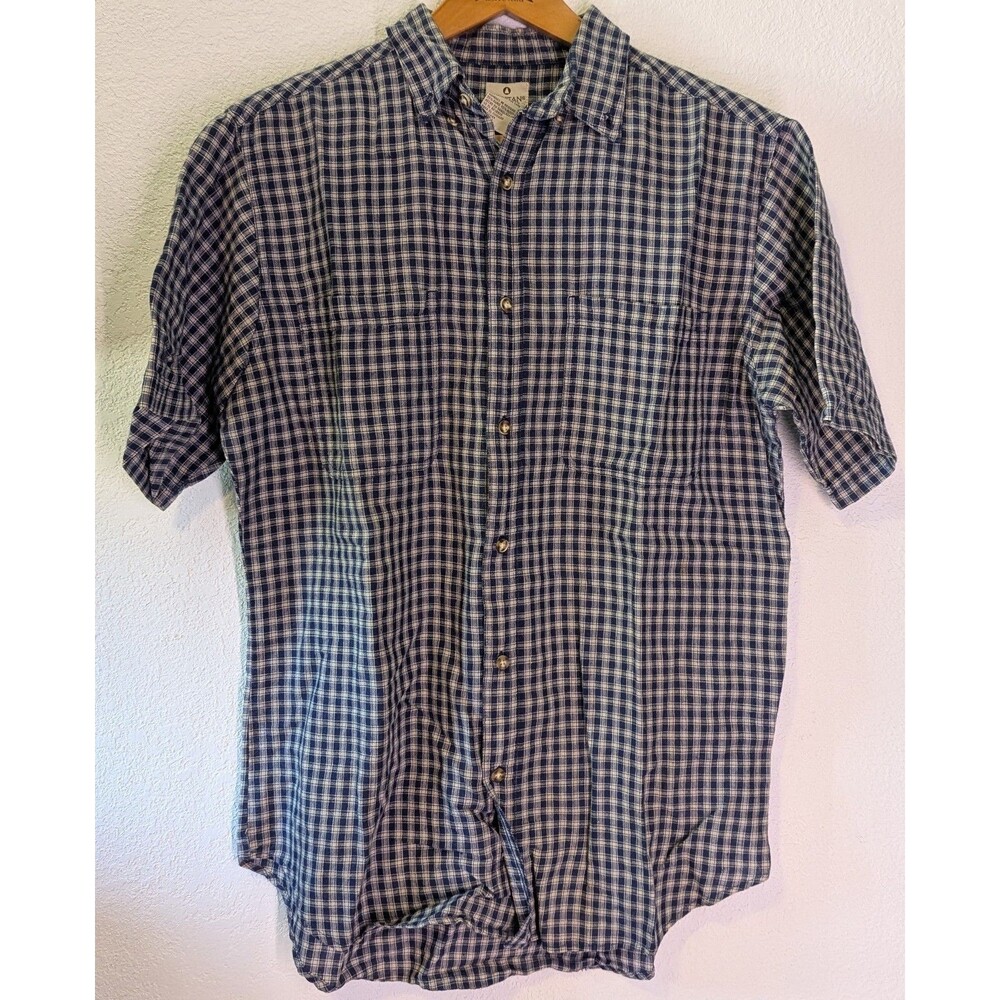 Puritan Dress Shirt Men's M Medium Short Sleeve Blue Button-Down Collar (75)